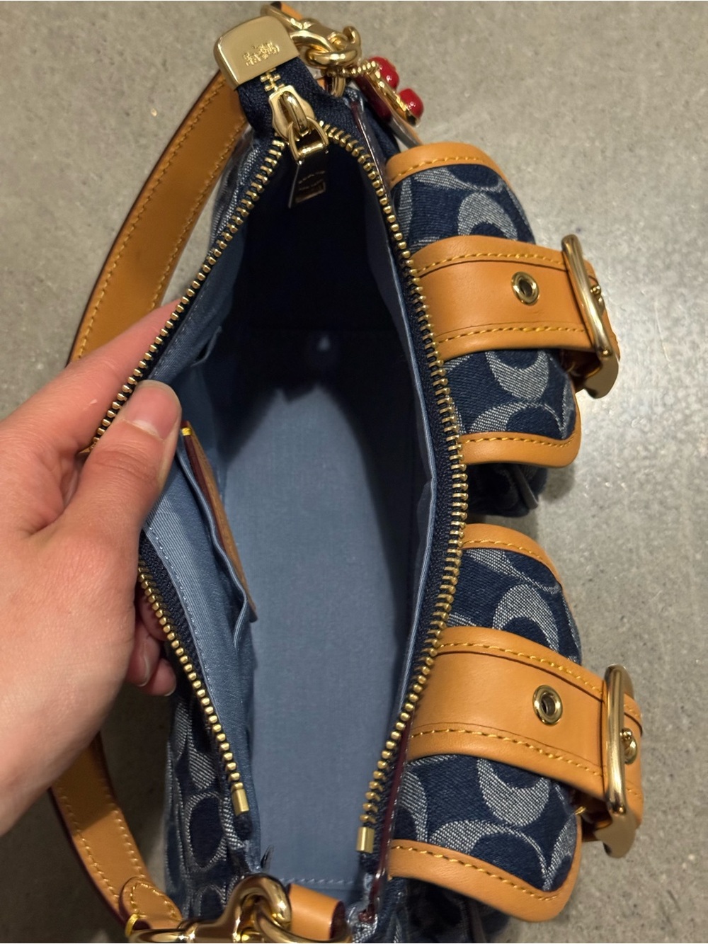 Coach Ashton Baguette in Signature Jaquard Denim - Picture 5 of 9